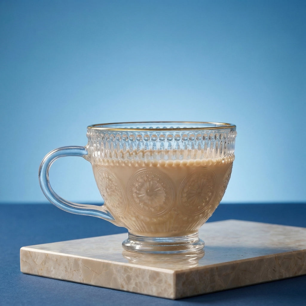 Vintage Embossed Glass Coffee Mug